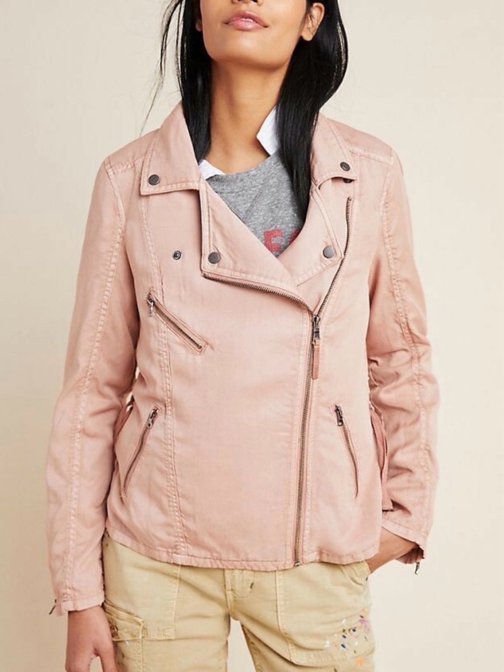 Anthropologie Marrakech Ronika Blush Pink Biker Jacket